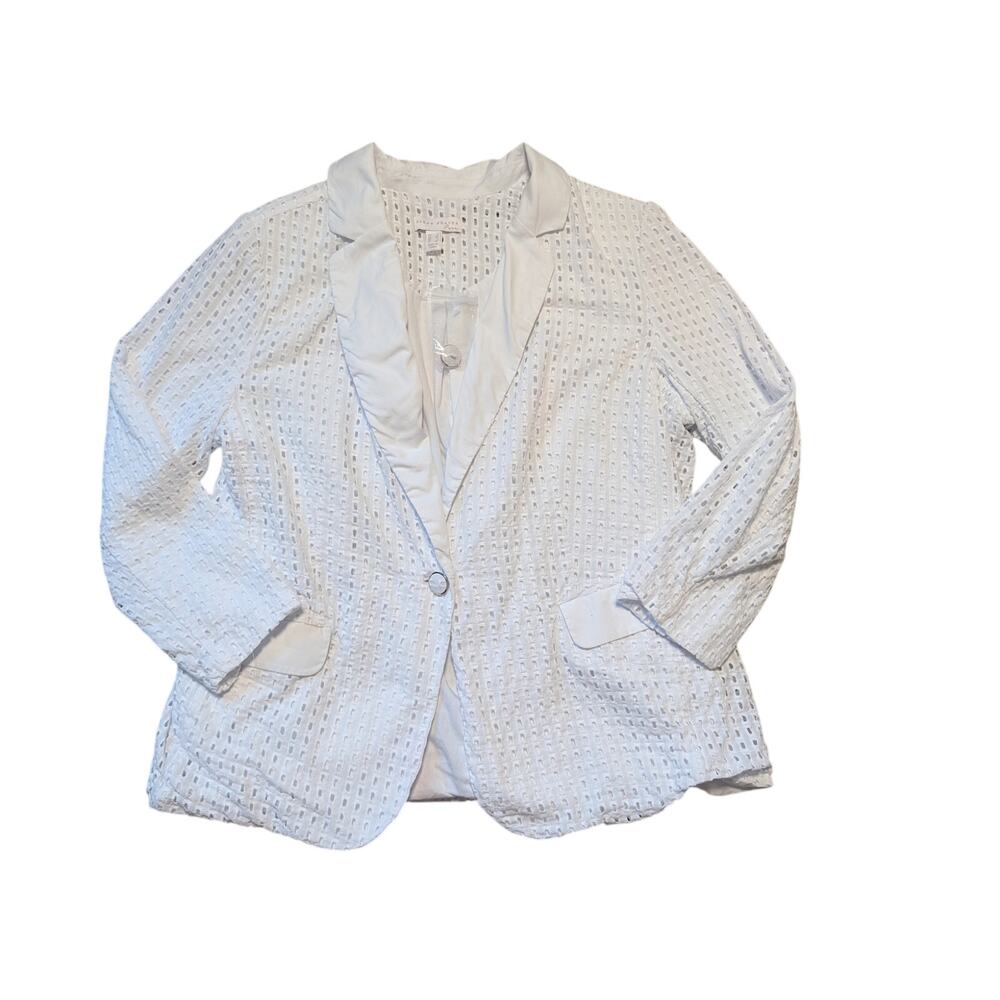 SUSAN GRAVER PURE WOMEN'S white lace Jacket/Blazer, NWT; Summer; Lightweight; L